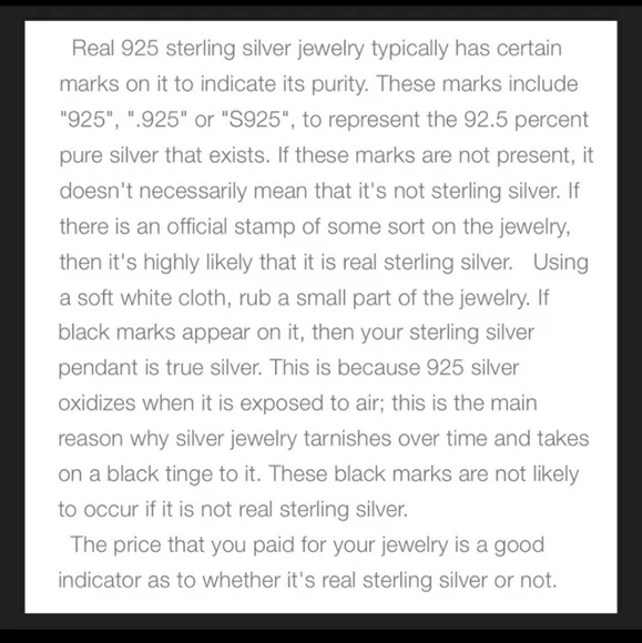 Information about Sterling Silver aka 925 silver